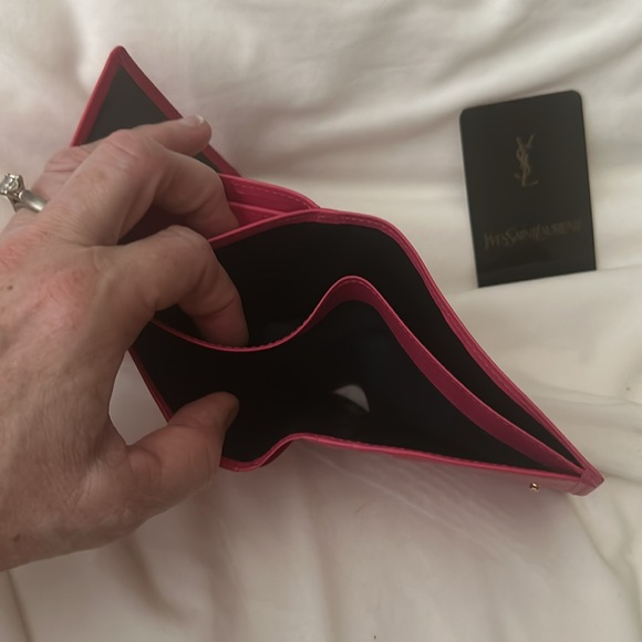 YSL New Hot Pink/Black Double snap Monogram wallet Authentic Clean - Picture 7 of 9